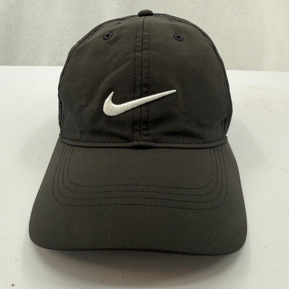 Nike Heritage Swoosh Baseball Cap Mens OSFM Black White Adjustable Dad Golf Hat